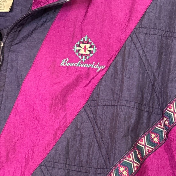Vintage '93 LAVON Ski Tracksuit w Breckenridge Ski Logo Women Sz L Purple Aztec - Picture 3 of 12